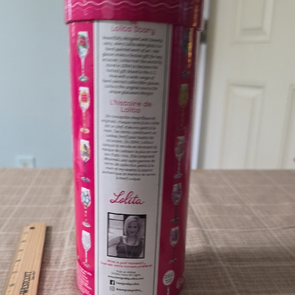 Lolita Happy 70th Birthday Wine Glass - Gold and Pink Accents - Picture 11 of 12